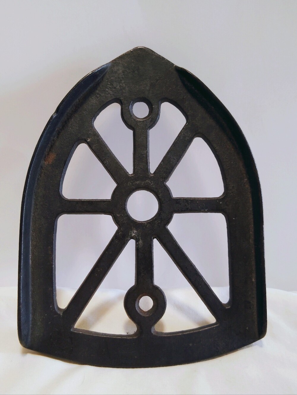 Vintage Cast Iron Trivet Sad Iron Shield Antique Hot Iron Rest Farmhouse Decor